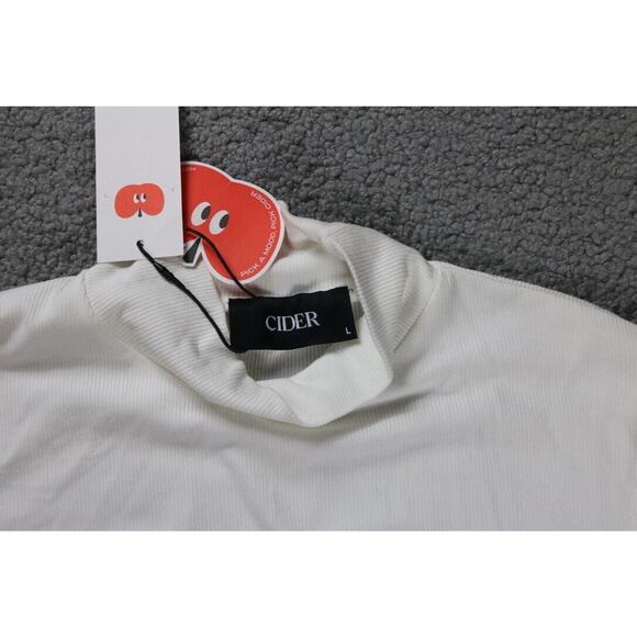 New Cider Womens Bodysuit White Large Long Sleeve Ribbed Mock neck Turtleneck - Picture 3 of 3